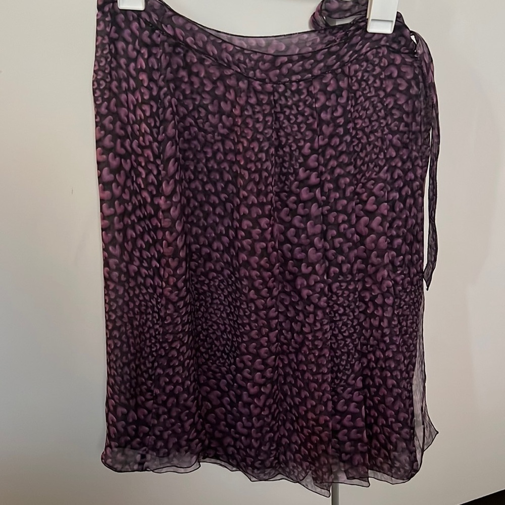 Vintage Prada ss2000 Purple Heart Silk Wrap Skirt 44 RARE